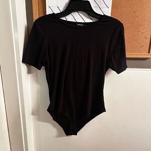 Soho Girls Black Fitted Short Sleeve Bodysuit